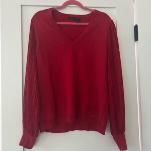 Tommy Hilfiger Red V-Neck Sweater